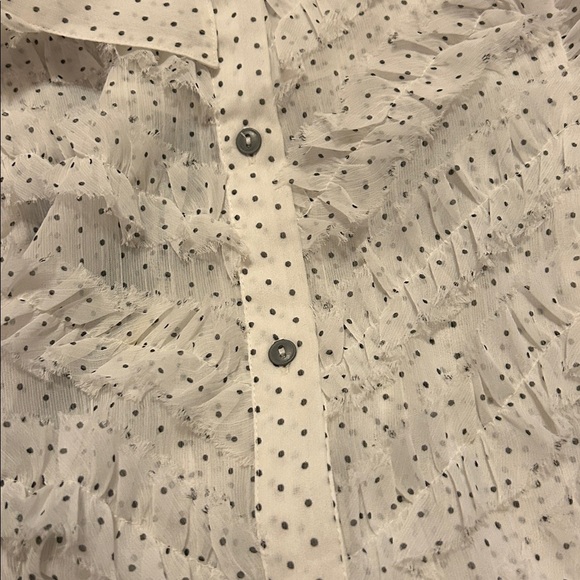 FREE PEOPLE Free People Sheer Ruffled Polka Dot Top Blouse High Low Hem EC Sz M - Picture 8 of 12